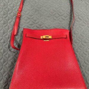 Chic Red Crossbody Bag with Gold Accents
